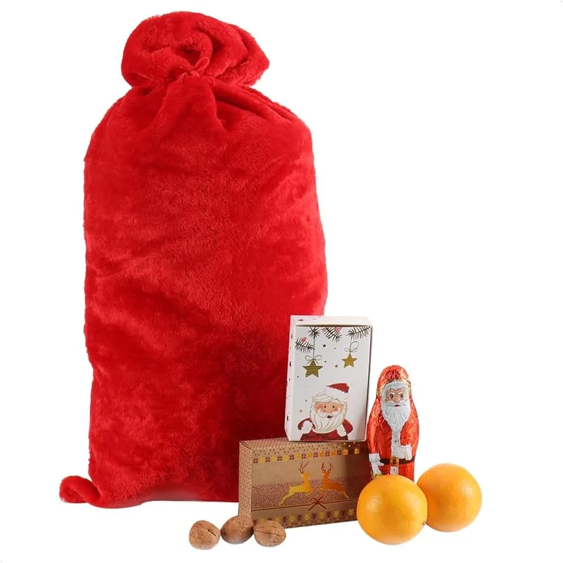 Visita la tienda de com-four com-four® Saco de Navidad XL de Peluche, 80 x 40 cm, Rojo — Ropa Navidad