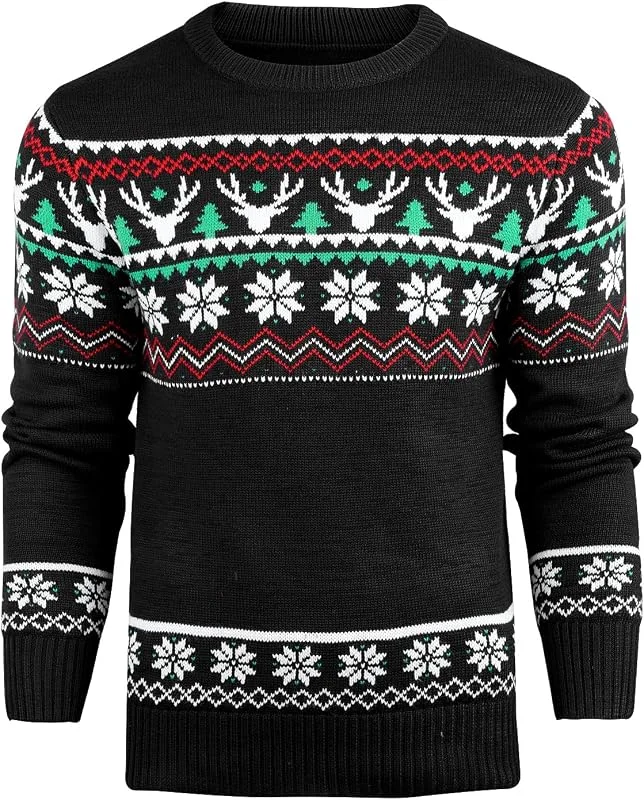 Visita la tienda de Danfiki Suéter para hombre, cuello redondo, suave, casual, de punto, clásico, para Navidad, invierno, suéter cálido — Ropa Navidad