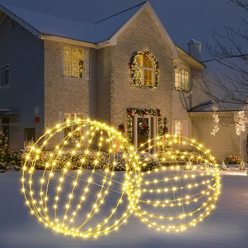 Visita la tienda de Joomer Joomer Grande Luces Bola de Navidad Exterior Enchufe Blanco Cálido 2 Packs — Luces Navidad