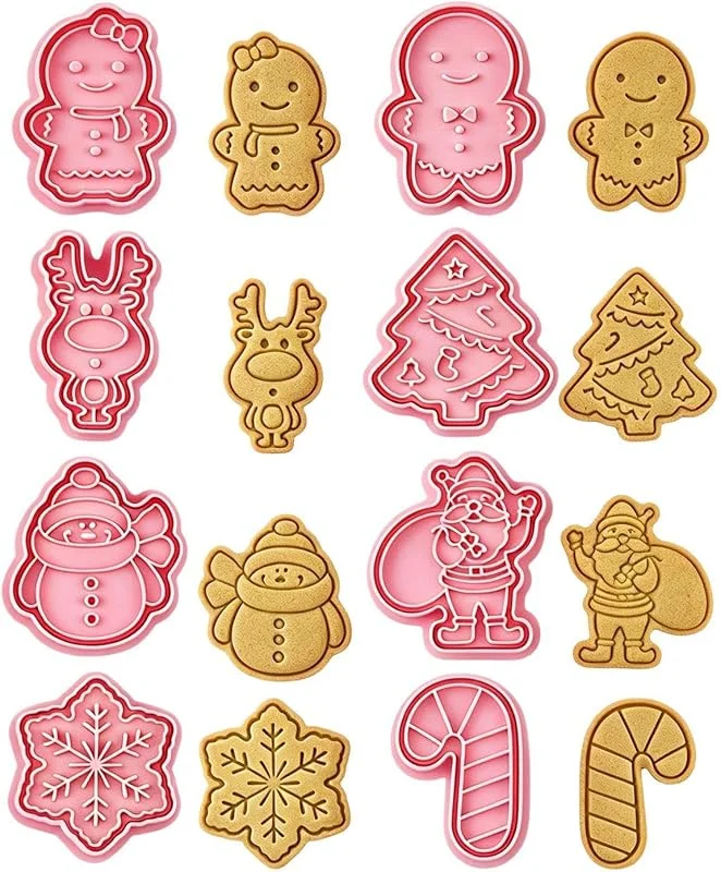 Generic Sellos de galletas de Navidad, 8 piezas, antiadherentes, hechos a mano — Hogar y cocina
