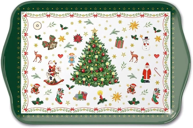 Ambiente Bandeja de 13 x 21 cm Navidad Evergreen Adviento Navidad Abeto decoración — Hogar y cocina