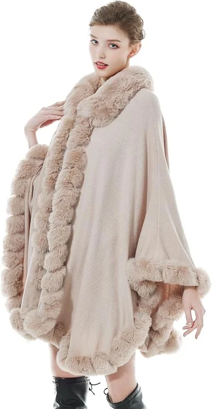 Visita la tienda de BEAUTELICATE BEAUTELICATE Chal Pelo Mujer Capa Poncho Estola Piel Sintética Cardigan Chaquetas con Cuello de Piel para Invierno Navidad Boda Fiesta — Ropa Navidad