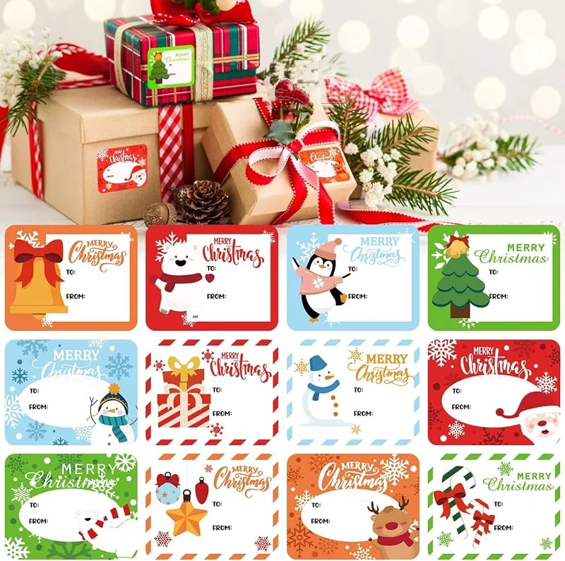 Suloli - Lote de 120 pegatinas de Navidad — Envoltorio regalo
