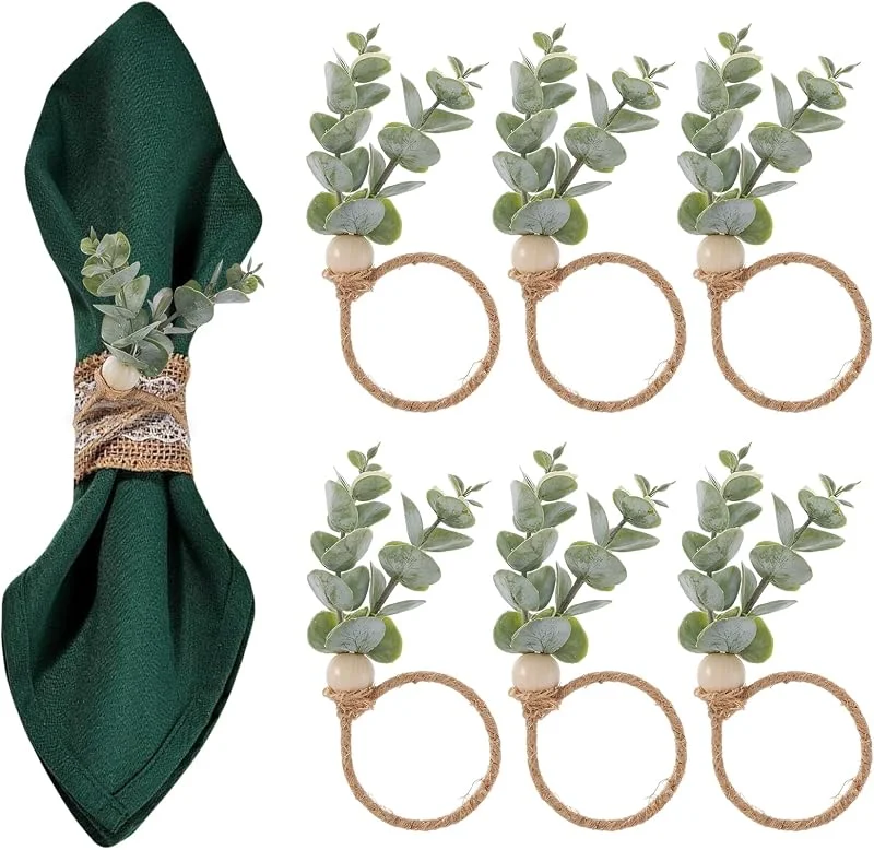 HJZHII 6 piezas de servilleteros boho, anillos para servilletas de Navidad, rústicos, para decoración de mesa de granja para Ramadán, Ramazan, Acción de Gracias, Pascua, bodas — Adviento y mesa