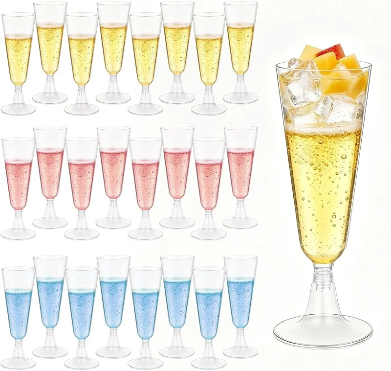 Oskuglin Lote de 25 Copas de Champagne de Plástico 150ml — Vino y mesa festiva