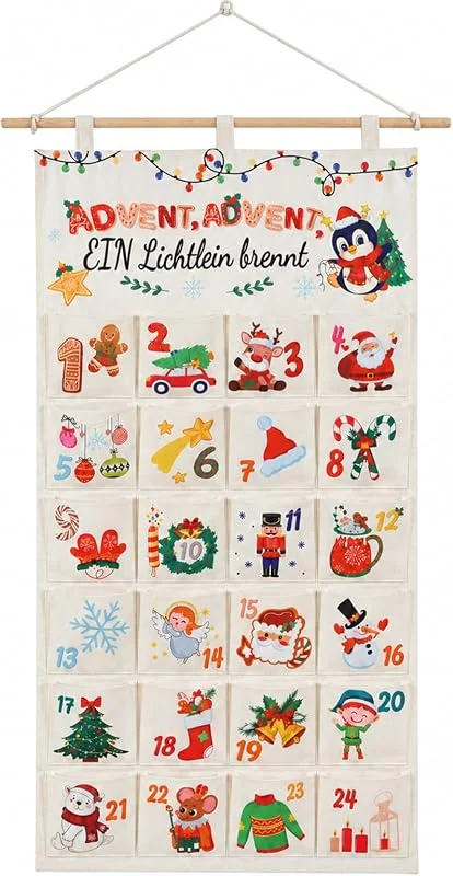 Kegiqipepu Calendario de Adviento de tela para pared, rellenable — Adviento y mesa