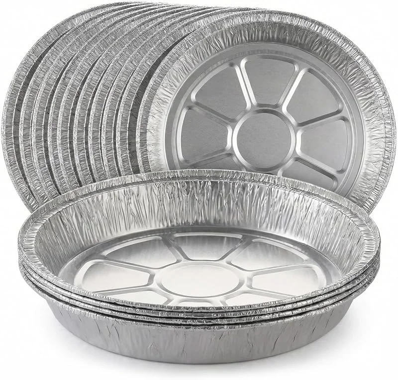 Milaloko Paquete de 30 bandejas redondas de aluminio para hornear (23 x 3 cm) – Bandejas de aluminio desechables para hornear, asar, cocinar, almacenar alimentos y uso en fiestas — Hogar y cocina
