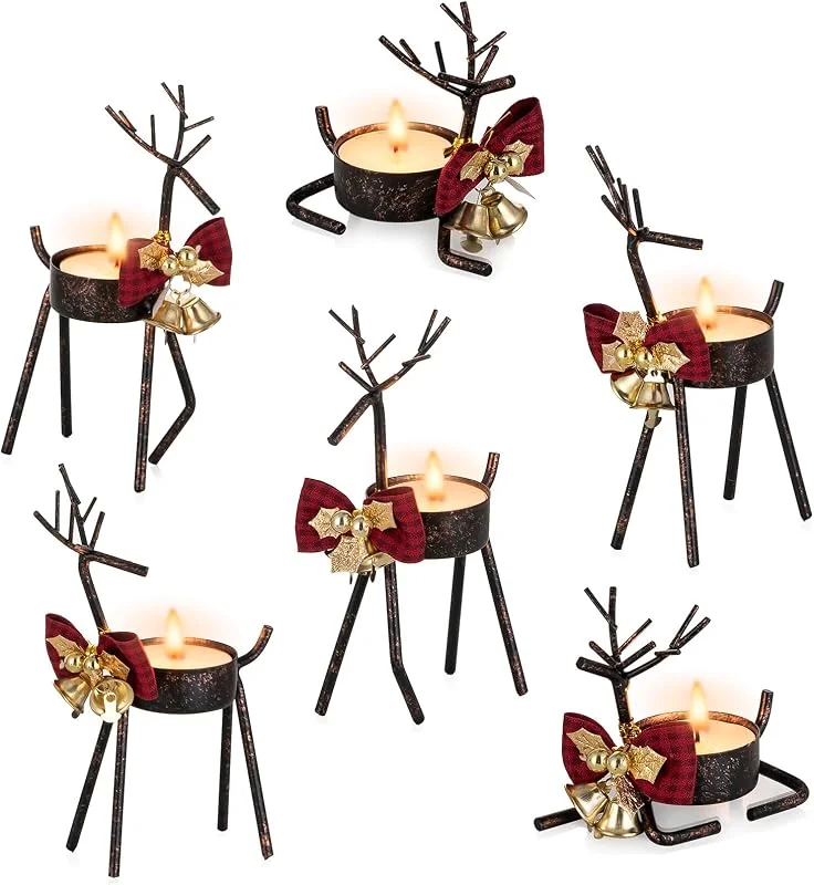 Visita la tienda de Sziqiqi Sziqiqi Ciervo Portavelas para Navidad: Rústico Renos para Centro Mesa - Pequeño Metal para Decoración Hogar Comedor Sala Cocina Chimenea, Negro — Cena a la luz de velas