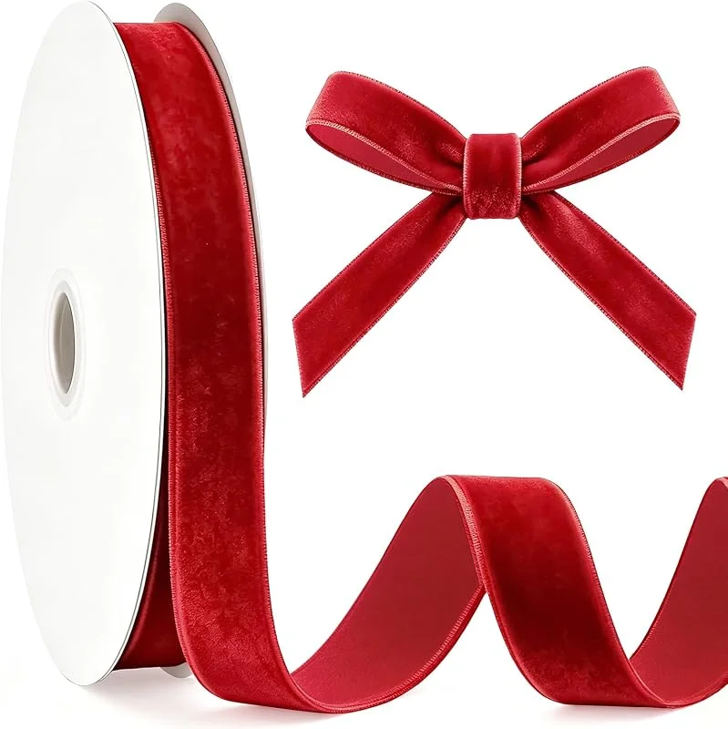 Visita la tienda de G2PLUS G2PLUS Cinta Terciopelo Roja, 20mm x 9m Cinta para Regalos Navidad — Envoltorio regalo