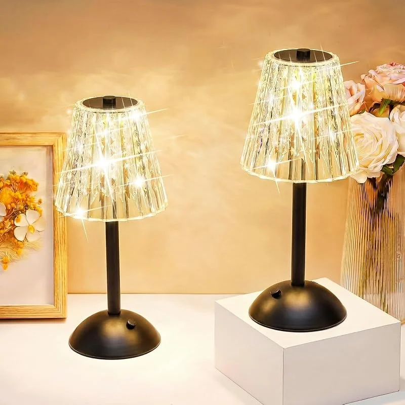 Liliful 2 lámparas de mesa inalámbricas LED táctiles, color negro — Cena a la luz de velas