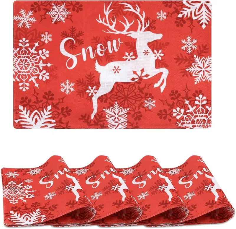 komforbaa Manteles Individuales de Navidad, Juego de 4, Lavables (30x45cm) — Hogar y cocina
