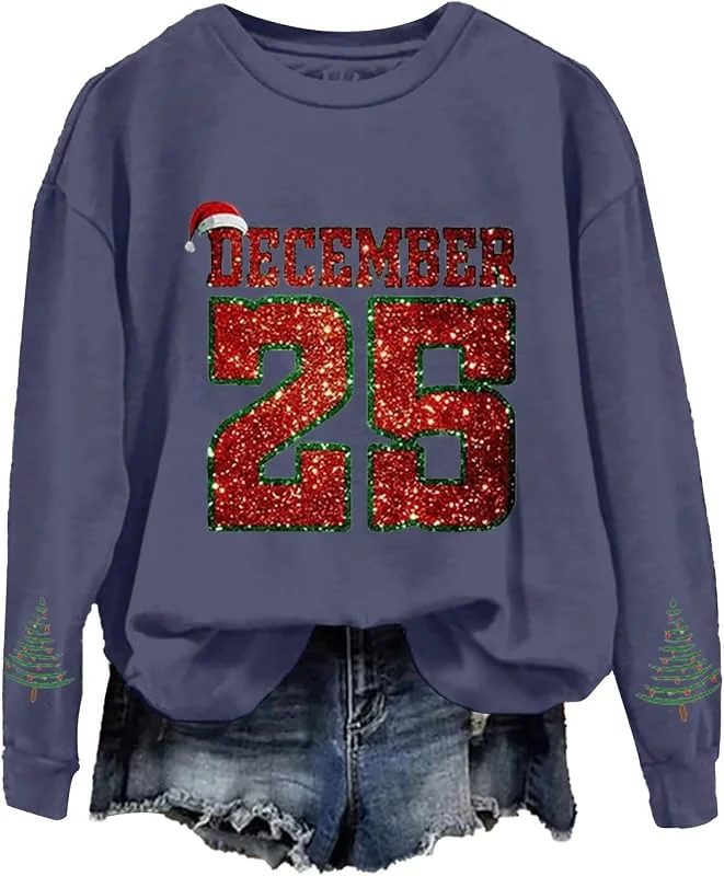 tacniseyw Suéter de Navidad para mujer, con estampado gráfico de Navidad, suéter divertido y feo, talla grande, manga larga, cuello redondo — Ropa Navidad