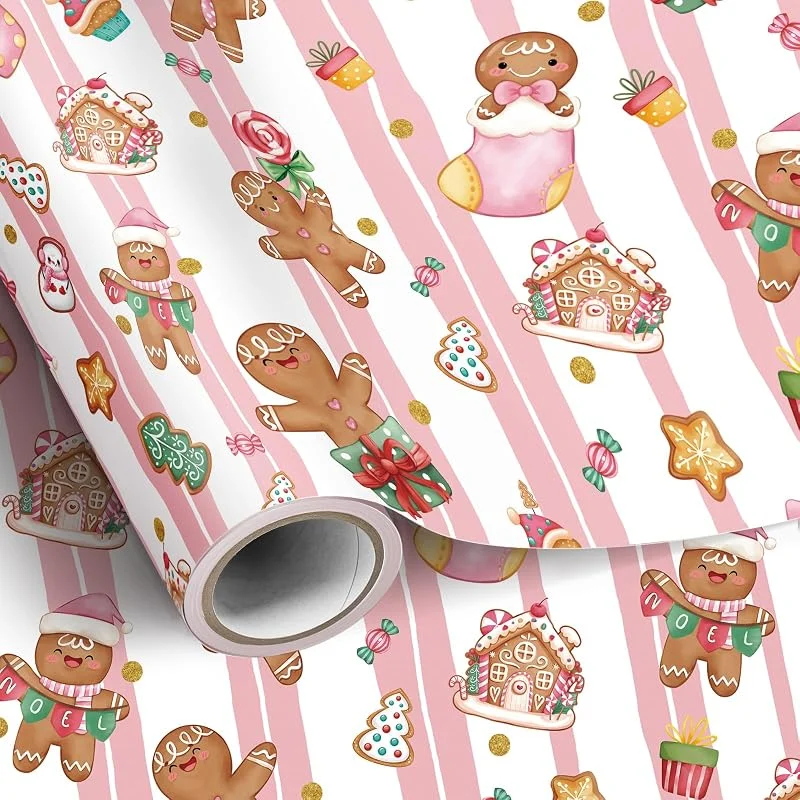 Visita la tienda de YooxArmor YooxArmor Papel de Regalo 43cm x 10m, Hombre de Jengibre y Caramelos — Envoltorio regalo