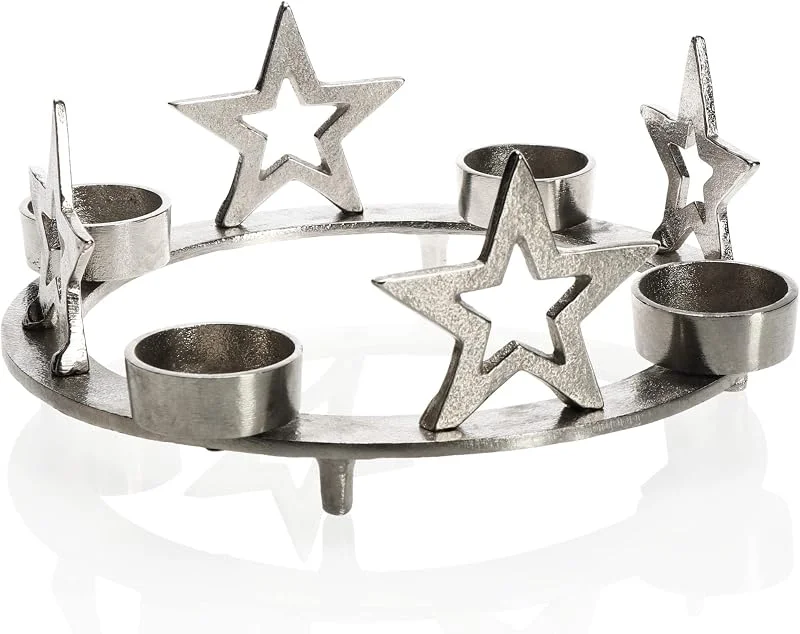 Visita la tienda de com-four COM-FOUR® Portavelas de Metal con Motivo de Estrella, Candelabro — Adviento y mesa