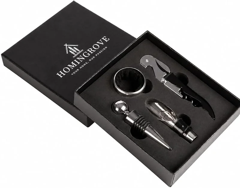 Homingrove Set Vino 4 Piezas para Regalar, Accesorios Vino Sommelier — Vino y mesa festiva