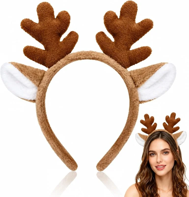 Lysjoy Diadema Reno Navidad, Diademas Navidad, Diademas Cuernos Ciervo, Diadema de Cuernos de Reno, Cuerno Renos Diademaes para Carnaval, Fiesta de Cumpleaños, Cosplay — Ropa Navidad