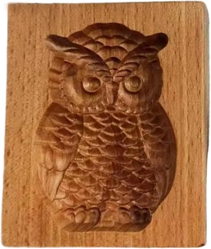 Gcroet Moldes de madera para galletas con estampado de búho 3D, molde para sellos de galletas para Navidad, Acción de Gracias, cocina, herramientas para hornear DIY. — Hogar y cocina