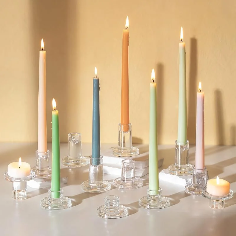 Glasseam Portavelas De Cristal Al por Mayor: Juego De 12 Portavelas PequeñOs para Velas CóNicas Ideales para Centros De Mesa De Bodas Fiestas Y Decoraciones NavideñAs — Cena a la luz de velas