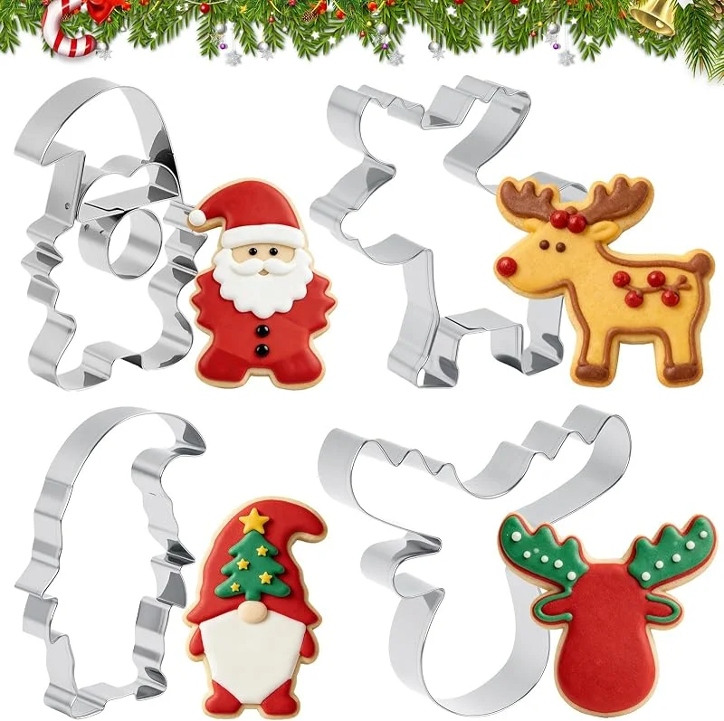 QIZHIQIAMY Moldes Galletas Navidad, 4 PCS Cortadores Galletas Navidad, Christmas Cookie Cutter, Moldes Galleta, Molde Navidads para Galleta, Pasteles, Chocolate, Repostería(4PCS) — Hogar y cocina