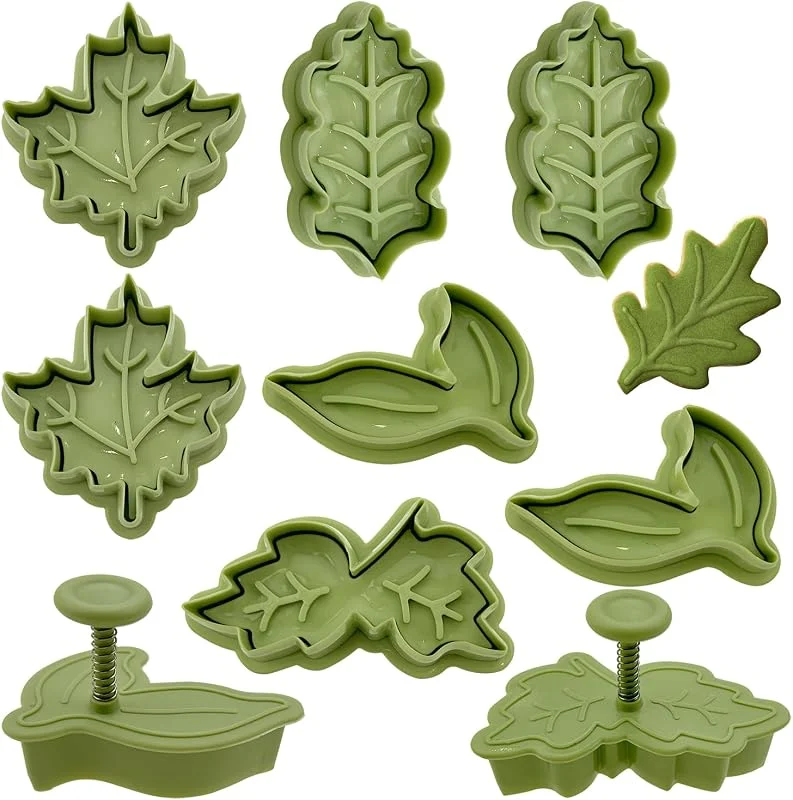 Jaczora 8 Cortadores de Galletas Cortapastas con Forma de Hoja, Moldes para Decoración de Pasteles, Fondant, Hojas de Otoño, Hojas de Arce, Decoración de Pasteles, Juego de Sellos de Galletas — Hogar y cocina