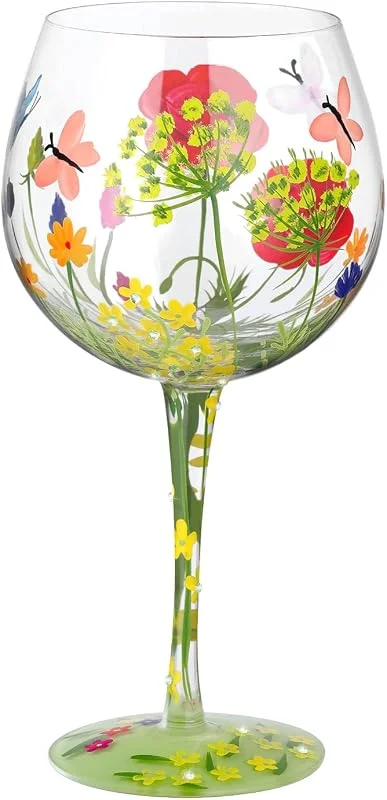 Visita la tienda de NymphFable NymphFable Copa de Vino Mariposa Flor Copas Gin Tonic Pintado a Mano 20oz Regalos de Cumpleaños Personalizados para Mujeres Amigas — Vino y mesa festiva