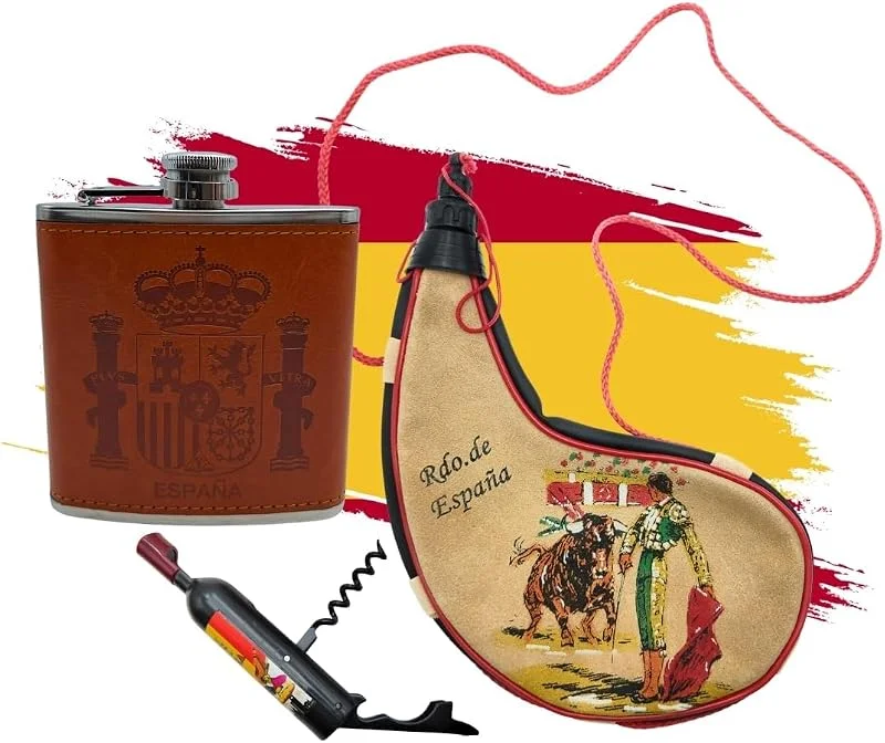 Visita la tienda de Planta Color Pack de Bota de vino de 1, 5 litros, petaca de acero inoxidable e imán con abridor y sacacorchos (2 en 1) (Bota de vino 1, 5, abridor Madrid y petaca) — Vino y mesa festiva