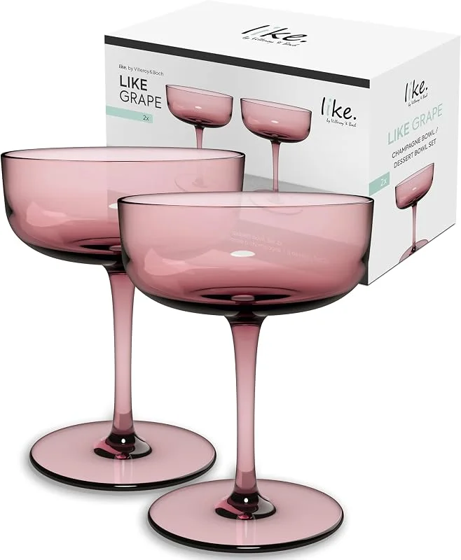 Villeroy & Boch – Juego De 2 Copas De Cava Y Postre Like Grape, Vidrio De Color Uva, Capacidad 100 Ml — Vino y mesa festiva