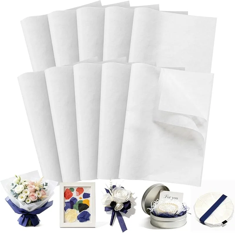 Xnegau 100 Hojas Papel de Seda Blanco 50x35cm para Envolver Regalos — Envoltorio regalo