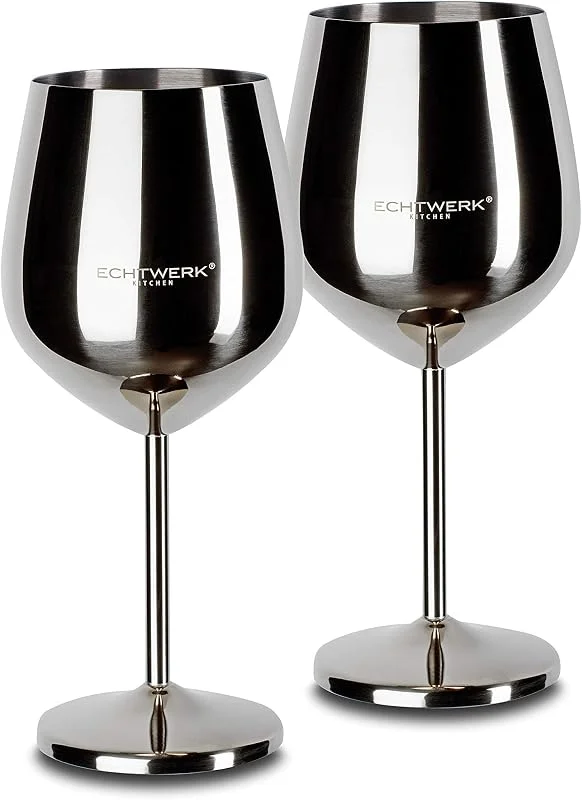Visita la tienda de ECHTWERK ECHTWERK copas de vino, copas de vino de acero inoxidable inastillable, juego de copas de vino, copas de vino tinto, copas de cóctel, irrompible, Edición Plata, 2pcs, 21x 7, 3cm, 0, 5L — Vino y mesa festiva