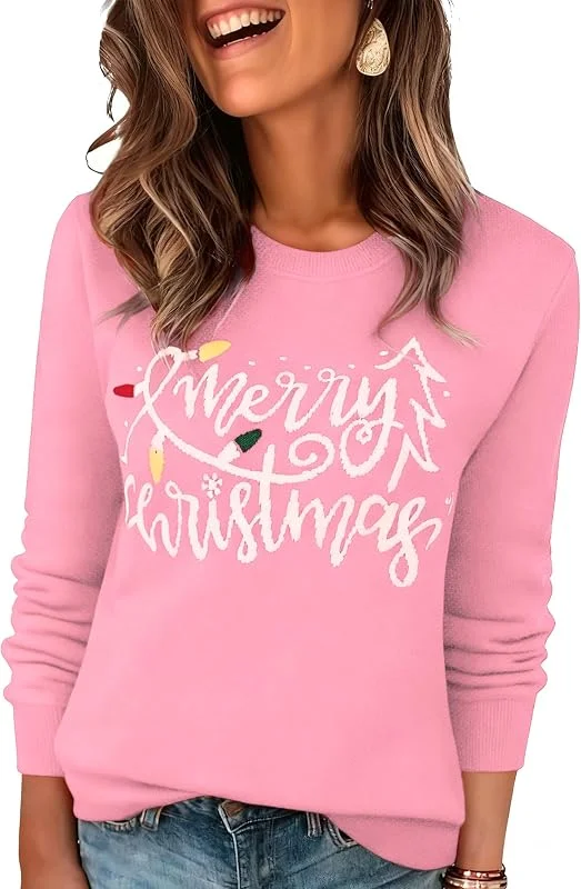 Visita la tienda de Wayleb Jersey Navideño para Mujer Manga Larga Suéter de Invierno Cálido de Punto Cuello Redondo para Fiesta Navideña S-3XL — Ropa Navidad