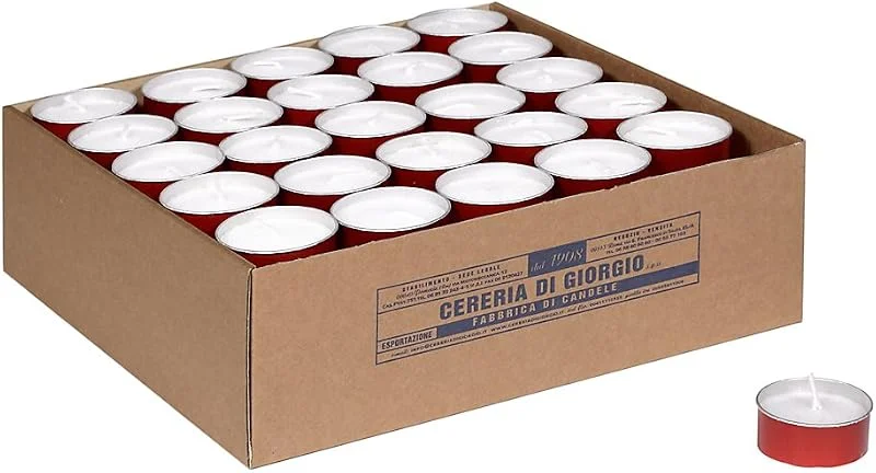 Cereria Di Giorgio Cereria de Giorgio liturgico Tealight, Cera, Rojo, 4.7 x 4.7 x 2 cm, 100 Unidad — Cena a la luz de velas