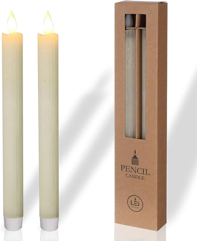 comforder 2 Velas LED de Cera Auténtica con Temporizador (Crema) — Luces Navidad