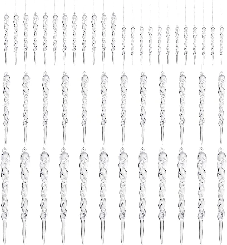 Visita la tienda de LIHAO LIHAO 48 Adornos de Carámbano de Acrílico Colgantes Carámbanos Plásticos Transparentes para Decoración de Árboles de Navidad (4 Tamaños) — Decoracion Navidad