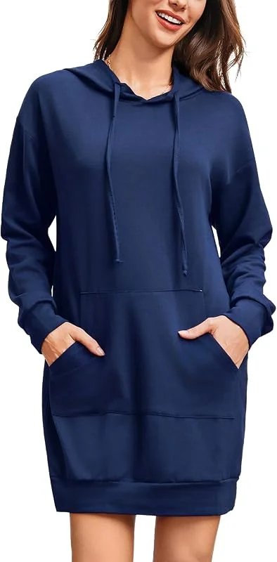 Visita la tienda de Terecey Terecey Vestido Sudadera Mujer Elegante Sudadera Larga con Capucha para Mujer Vestido con Capucha Mujer con Bolsillo de Otoño Invierno Sudadera Vestido Manga Larga de Color Sólido — Ropa Navidad