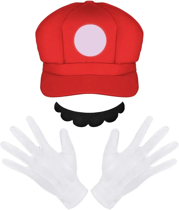 Aomig Disfraz Luigi, Set Guantes Bigote, Gorra Verde — Ropa Navidad