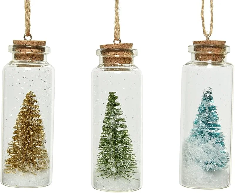Decoris Adorno para árbol de Navidad, cristal de corcho, 8 cm x 1 unidad, botella de cristal con árbol de Navidad, transparente — Decoracion Navidad