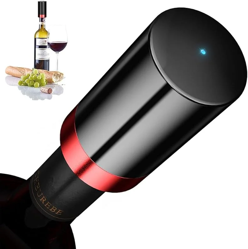 Visita la tienda de Quntis Quntis Tapón Vino Vacio Electrico, Tapón Botella Vino con Luz LED de Indicación, Expulsar el Aire Automáticamente para Sabor Fresco, Detección Inteligente de Presión Interior, Tapón Vino 4.3x8.0cm — Vino y mesa festiva
