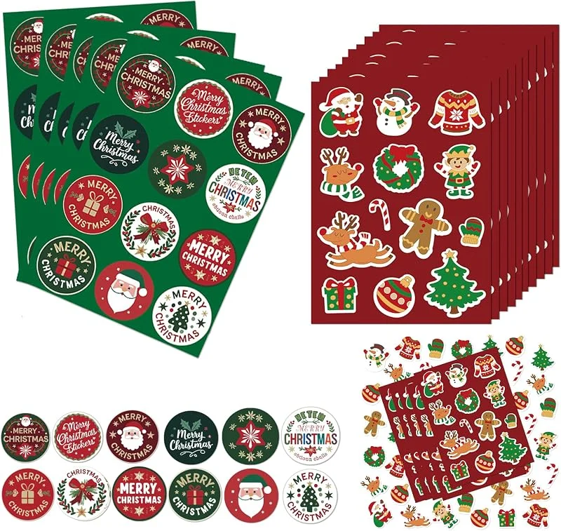 Guidre 20 calcomanías para fiesta de Navidad, 25 diseños creativos calcomanías autoadhesivas de Navidad premium, para empaque de regalos, calendario de Adviento, decoración de fiesta y más — Envoltorio regalo