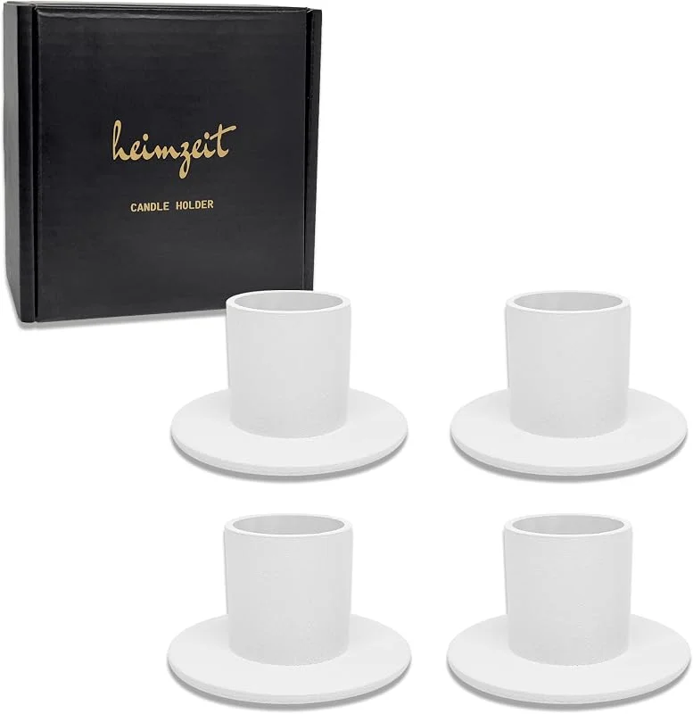 Visita la tienda de heimzeit Portavelas de Metal Ø22 mm, 4 Unidades Redondo, en Blanco — Cena a la luz de velas