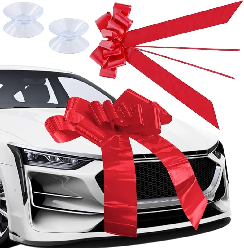 Culinavog Lazo Grande Rojo para Coche 76 cm, Lazo Gigante, Decoración Reutilizable con Ventosa, Regalo Happy Birthday para Regalo de Bicicleta Cumpleaños Boda Navidad Fiesta — Envoltorio regalo