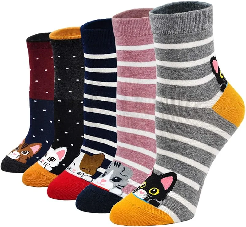 Visita la tienda de PUTUO PUTUO Calcetines Divertidos Mujer Calcetines Térmicos, Calcetines de Algodón Mujer Calcetines Animales Lindos, 5 Pares — Decoracion Navidad