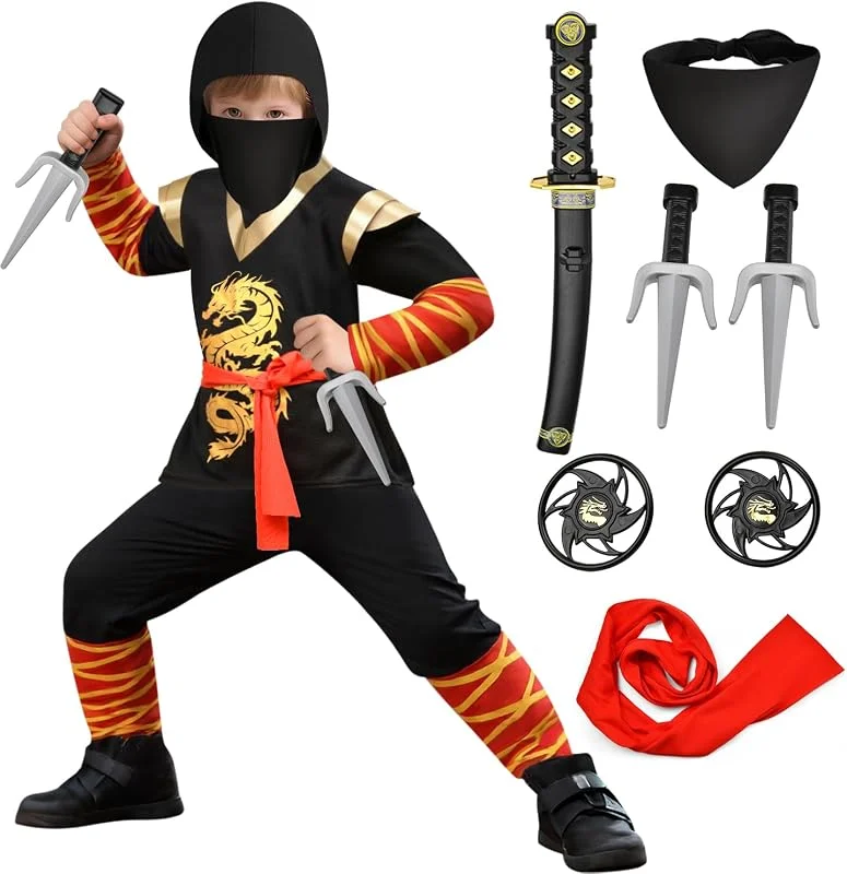 Visita la tienda de Tacobear Tacobear Disfraz Ninja para Niño Niña con Juguete Ninja Accesorios Disfraz Halloween Carnaval Navidad Cosplay — Ropa Navidad