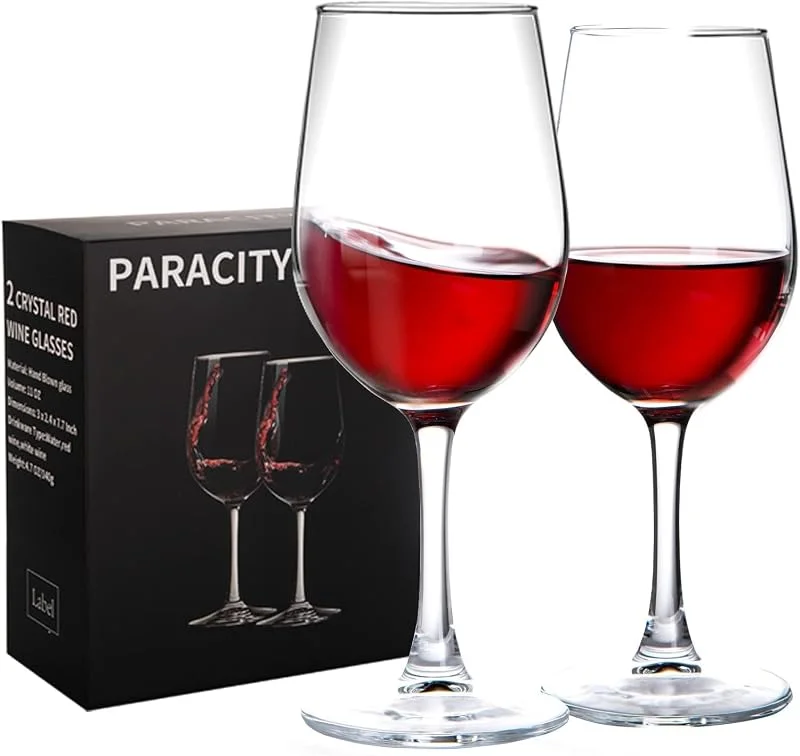 PARACITY copa Vino Crystal Clear Vasos, Copas de Vino Para Tinto y Blanco - 300ml (Juego de 2), Adecuadas para Cenas Familiares y Regalos Navideños, Aptas para Lavavajillas — Vino y mesa festiva