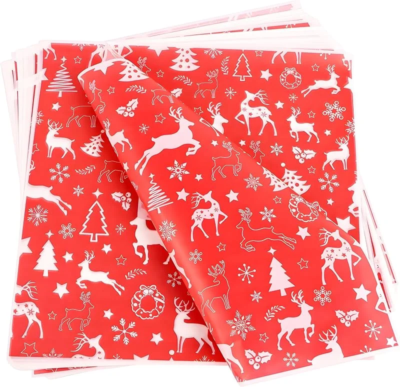JOFONY 150 unidades de papel de horno de Navidad con diseño de reno, 25 x 25 cm, papel de envoltura resistente a la grasa para hamburguesas, sándwich, galletas y dulces, decoración de mesa de fiesta — Hogar y cocina