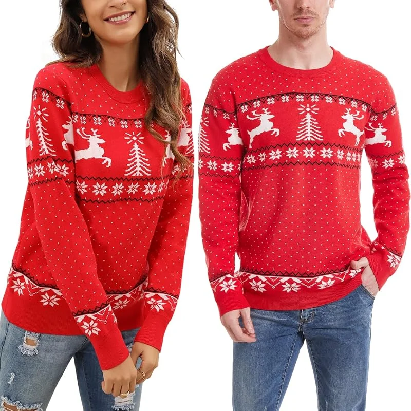 Visita la tienda de Enjyam Suéter de Navidad Hombre Jersey Navideño Sudaderas Navideñas Clásico Sweaters Christmas Pullover Punto Manga Larga Cuello Redondo Otoño Invierno — Ropa Navidad