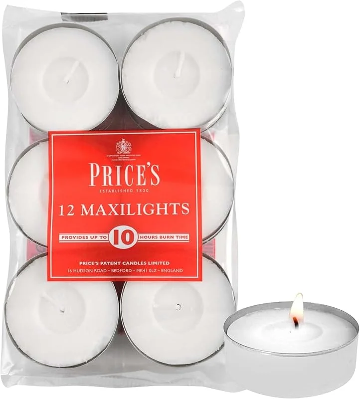 Price's Candles Tealight - 2 maxilights, cera, blanco, 18 x 12 x 4 cm, unidades — Cena a la luz de velas