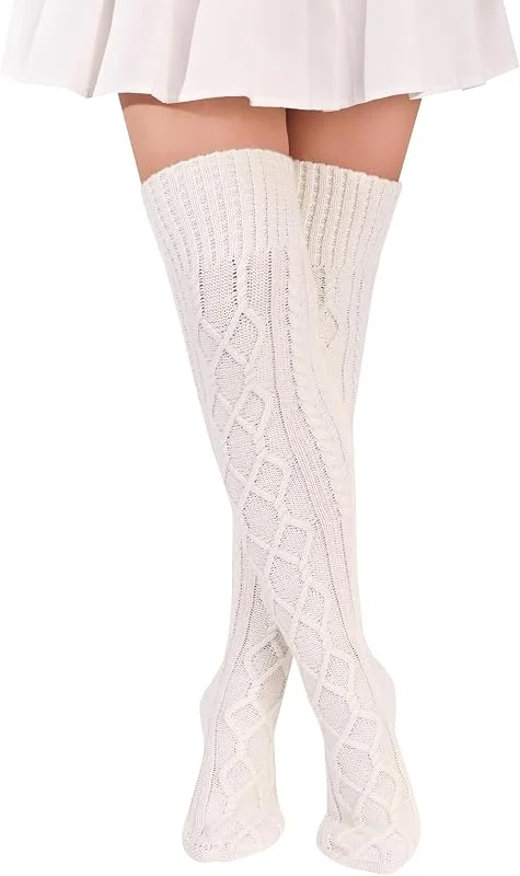 FGFD&OU Calcetines Largos Mujer Calcetines Hasta la Rodilla Invierno Termicos Calentadores de Punto Caliente para Niñas y Mujeres Medias Navideñas — Ropa Navidad