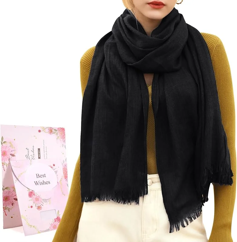 Visita la tienda de Tuopuda Tuopuda Bufanda Mujer Elegante Chal Estola de Lino Lisa Unisex Bufanda Larga Suave Foulard Primavera Verano Otoño Invierno 95 * 195cm — Ropa Navidad